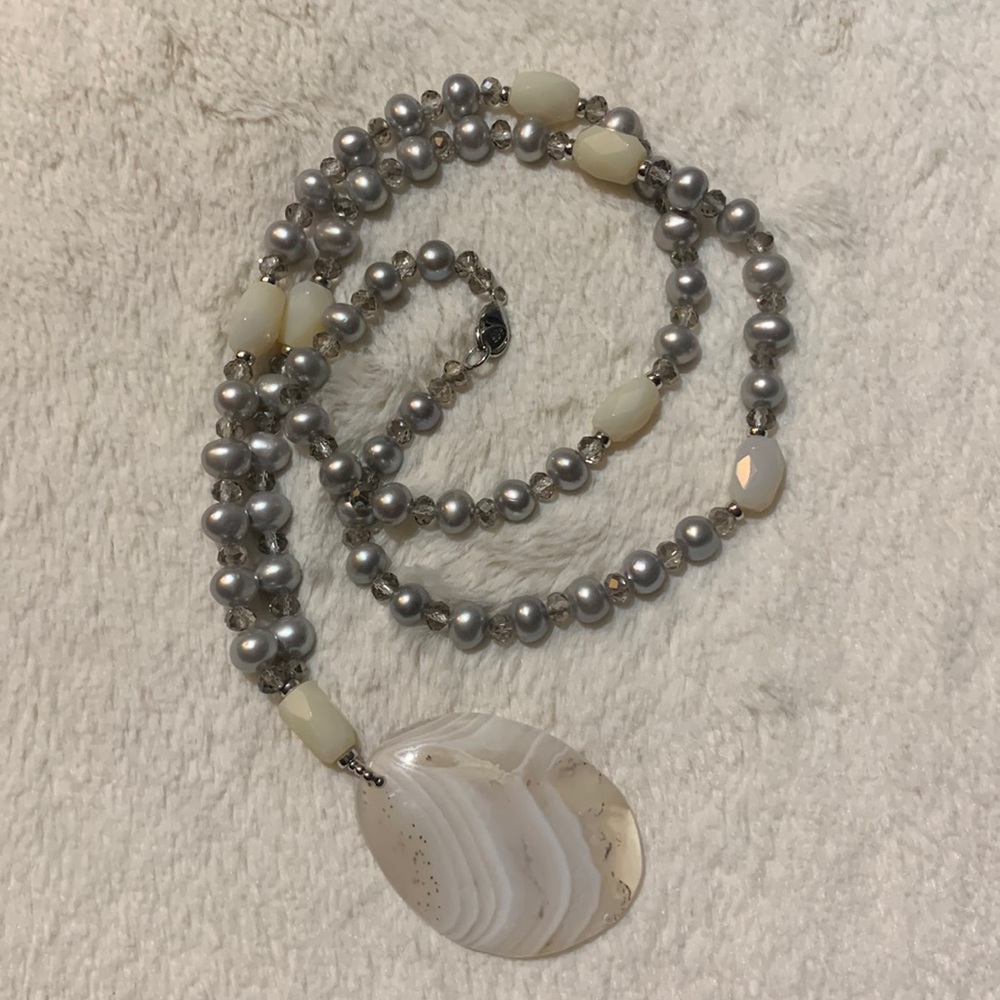 Agate & Opalite Pendant Necklace